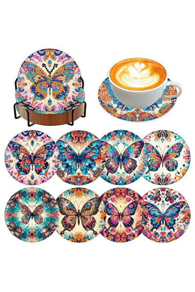 Choice10 AE-BD213 8 Pieces/Set of Diamond Painted Coasters Set Acrylic Mandal...