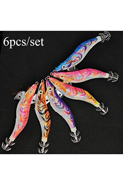 Choice 6pcs-set-Shrimp 6pcs/set 10cm Laser Wooden Shrimp Fishing Lure Squid H...