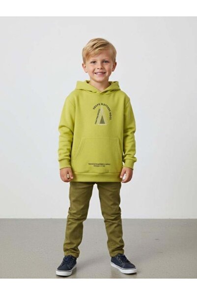 Zekids Boy's Cotton Neon Green Printed Sweatshirt