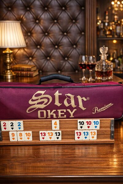 Star Okey Star Premium Wooden Okey Set - with Bag - Light Color