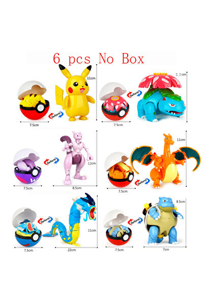 Choice 6PCS-002 Pokemon 6 Pcs/Set Deformation Pokeball Toys Pikachu Figure Po...