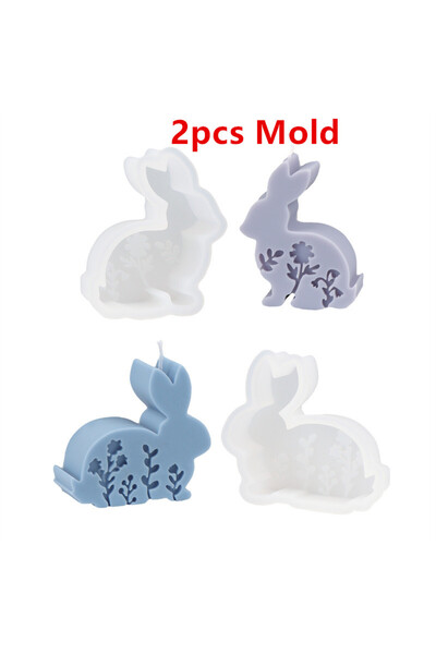 Choice قالبان ثلاثي الأبعاد على شكل أرنب عيد الفصح، قالب سيليكون لصنع الشموع،...