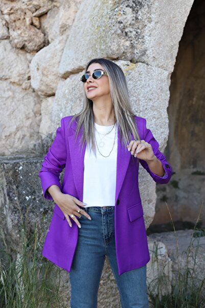 bytugcekaya Purple wool effect blazer