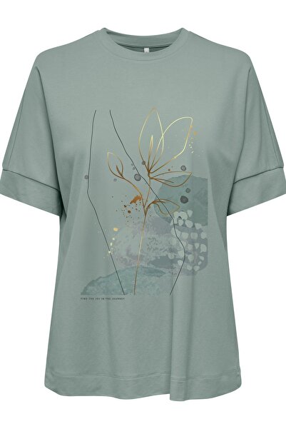 ONLY ONLJANY Tricou imprimat pentru femei, cu decolteu tip crew, cu mânecă sc...