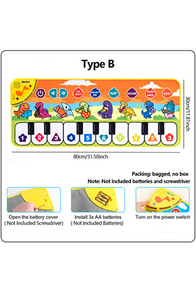 Choice 80x30cm Type B Piano Mat for Kids Kids Toddlers Floor Keyboard Dance M...