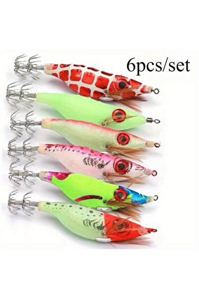 Choice 6pcs Ackibbik 6pcs/set 10cm/9g Shrimp Fishing Lures Luminous Squid Jig...