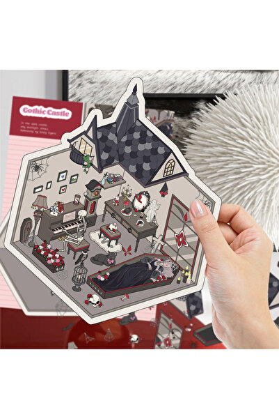 Choice 1Set 1Set Cartoon Gothic Castle Landscape Miniature Sticker 3D Decompr...