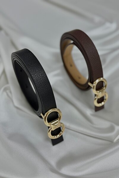 CHUL Büyük Beden Kadın 2'li Noa Kemer - Acı Kahve & Siyah - 2 CM