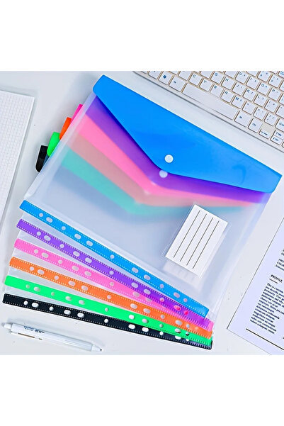 Choice 6pcs Color random-B 6 pcs Plastic envelope with adhesive snaps & 11 ho...