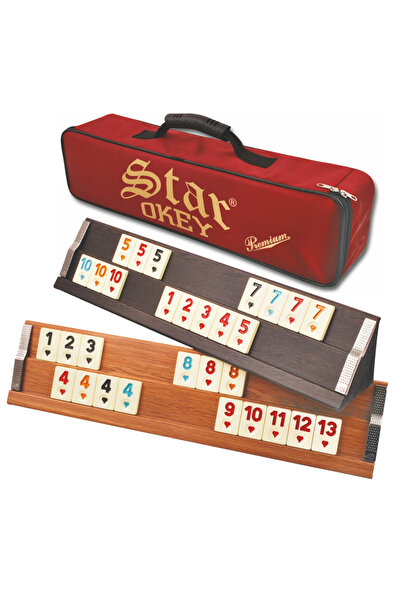 Star Okey STAR PREMIUM AHŞAP OKEY TAKIMI - ÇANTALI - açık renk