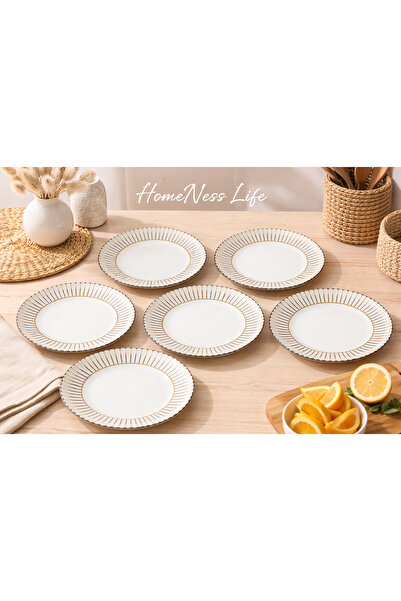 HOMENESS 6’lı Modern Desenli Pasta Tabağı Seti – 20x20 cm