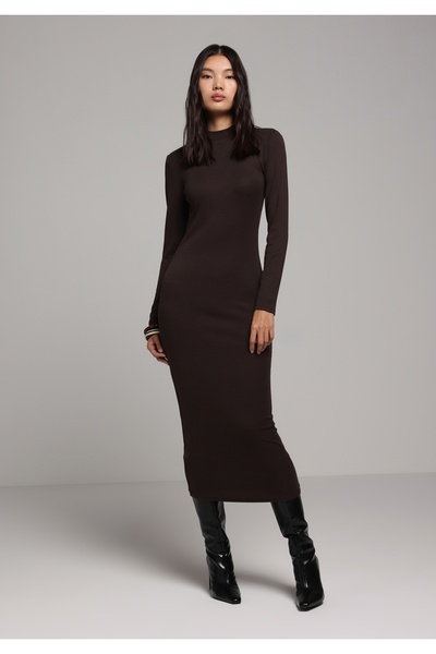 Colin's قصة ضيقة فستان نسائي بني بأكمام طويلة