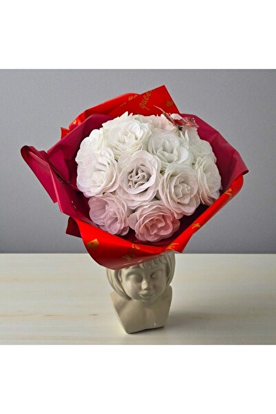 velve Buchet Glitter Roses cu 21 trandafiri decorativi premium, Alb