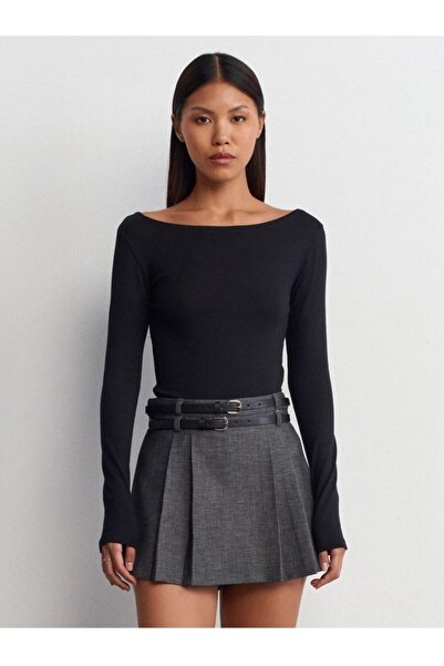 Patreon Kayık Yaka Uzun Kollu Body