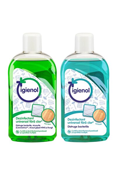 Igienol Pack of 2 x Pine Universal Multi-Surface Disinfectant, 1 l and Eucaly...