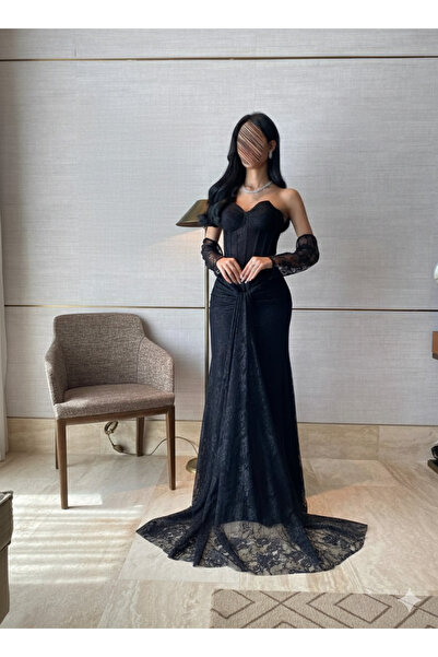 Anood Lauren black dress with detachable sleeves