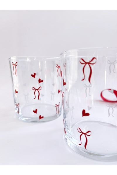 Rolin Design 2li kalpli kurdeleli su bardağı 380ml