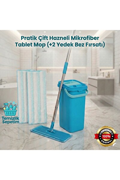 Motek Çift Hazneli Tablet Mop Temizlik Seti (+2 Yedek Mop)