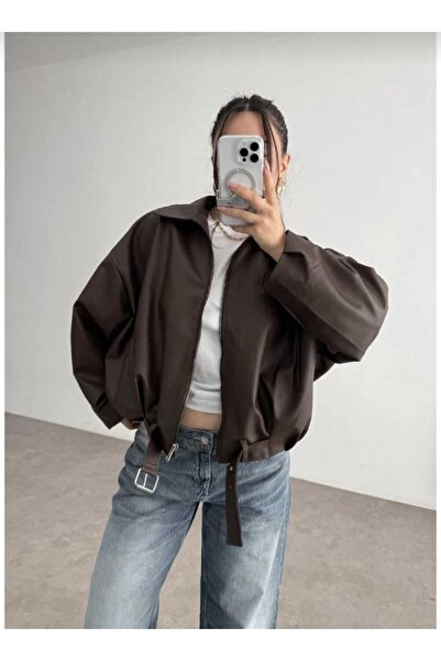 Rowsmen Women's Leather Oversize Bomber Leather Jacket