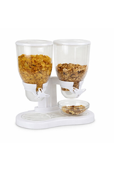 GENERAL Double Cereal Dispenser – Cornflakes & Granola Container with Two Com...