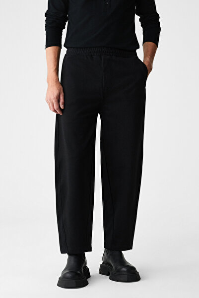 GRIMELANGE Anomos Men's Cotton Elastic Waist Double Pockets Wide Leg Relaxed ...