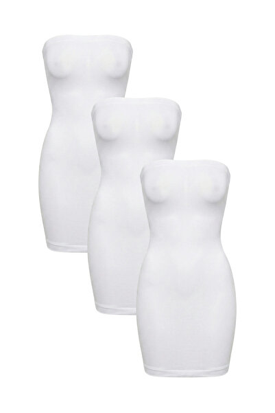 Formeasy Toparlayıcı Dikişsiz Straplez Jüpon Kombinezon Badi 3'lü Avantaj Pak...