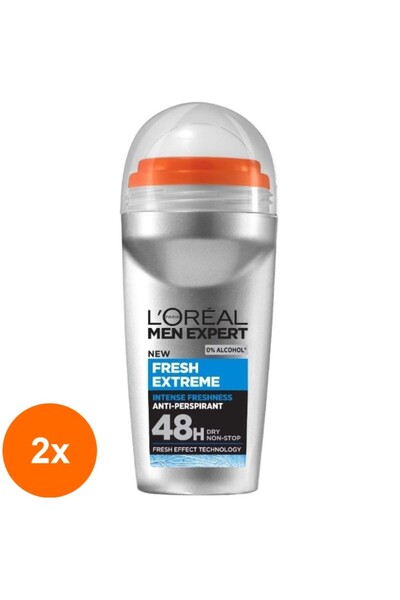 L'Oreal Paris Set of 2 x Deodorant Antiperspirant Roll-on, without Alcohol, M...