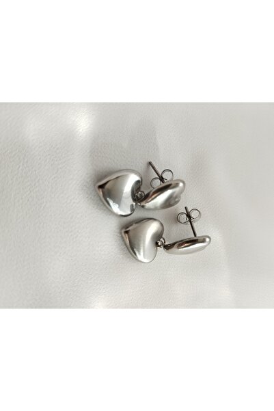Rasa Rasha Design 316L Silver Color Steel Double Dangle Heart Earrings