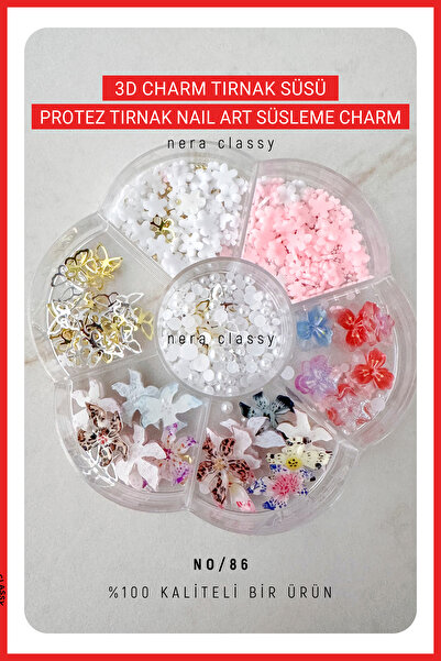 Nera Classy 3D Renkli Desenli Charm, Takma Tırnak Süsü Charm, Takma Tırnak & ...