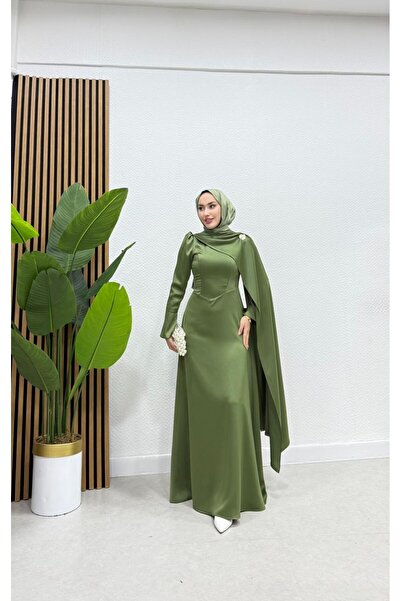 BRN IŞIK TESETTÜR Broş Detaylı Prenses Tesettür Abiye