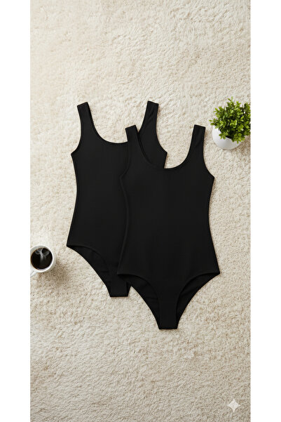 ROZELT Cotton Stretch Fabric Combed Cotton Thick Straps Black 2-Piece Snap-On...