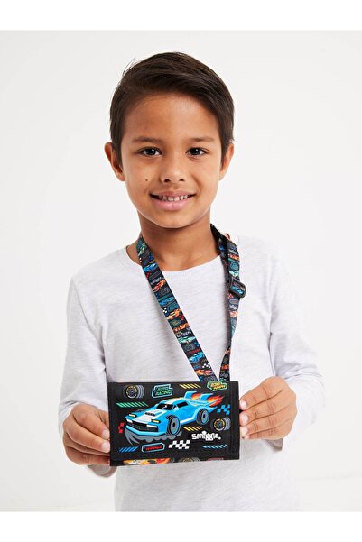 SMIGGLE Curious Hanging Wallet – Black, Neck Strap, for Children and Teenagers