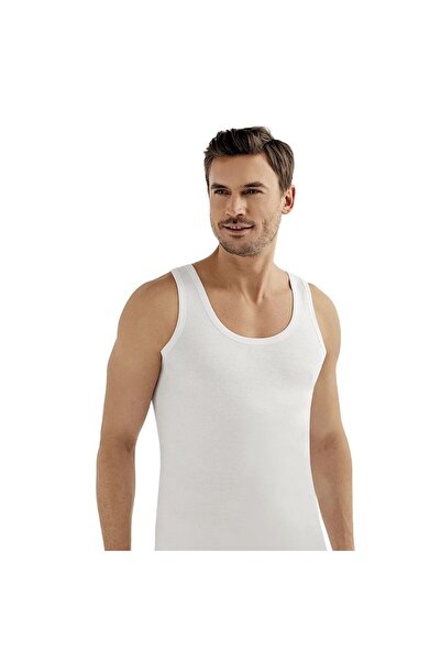 Şahinler Men'S, White, 100% Cotton, Wide Straps, Ribbed 6-Pack Undershirts