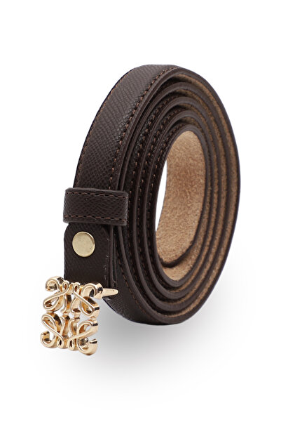 Moxe Collection Curea subțire din piele Noir Signature