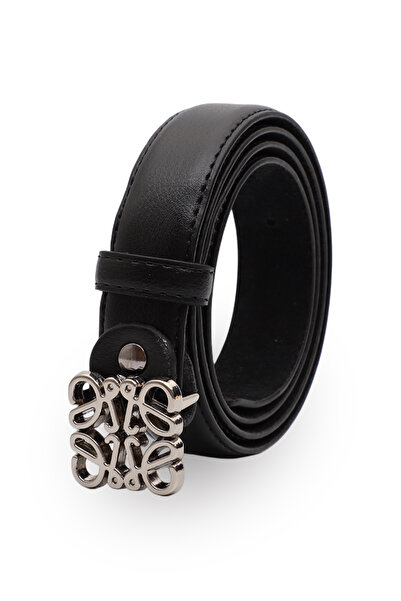 Moxe Collection Curea de piele cu cataramă Black Crest pentru femei