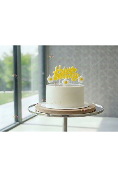 LOTUS PARTY Papatya mum - Papatya temalı Doğum günü Mumu - Papatyalı Happy Bi...