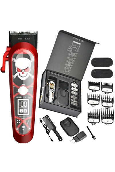 BIRAI Elite Professional Cordless Hair Clipper 7000 RPM, LED Display, Red