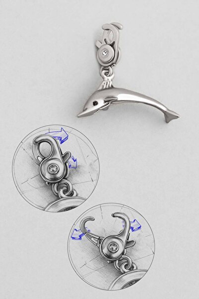 So CHIC... Sevimli Yunus 18 Ayar Beyaz Altın Kaplama Gümüş Charm