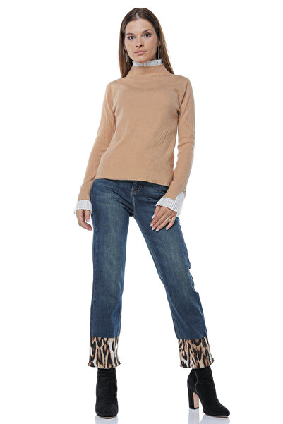 Jolenttine Jeans with Animal Print at the Bottom