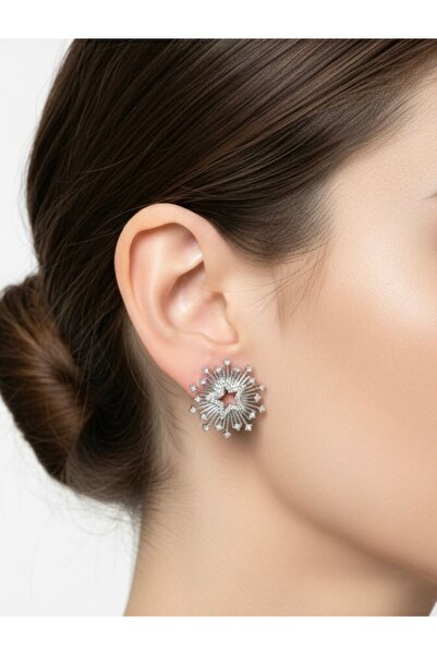 Yıldız Model Zirkon Taşlı Çelik Kadın Küpe