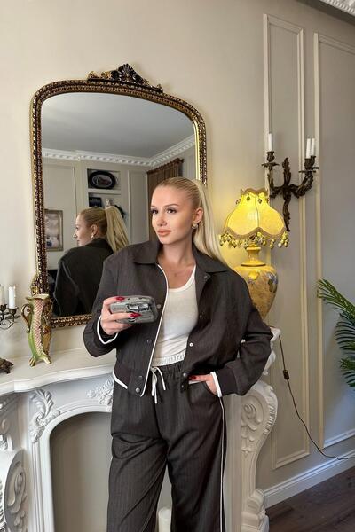 lizge giyim سترة بومبر بتفاصيل متباينة