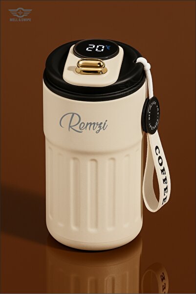 MELL & SWIPE Kişiye Özel İsim Baskılı Dereceli Termos Led Gösterge Sızdırmaz ...