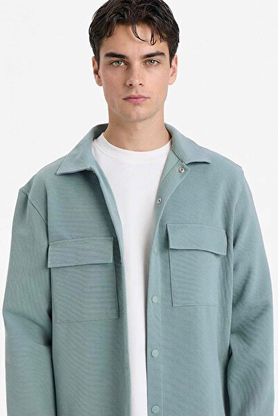 DeFacto Regular Fit Twill Green Men's Shirt E7689Ax/Gn1175