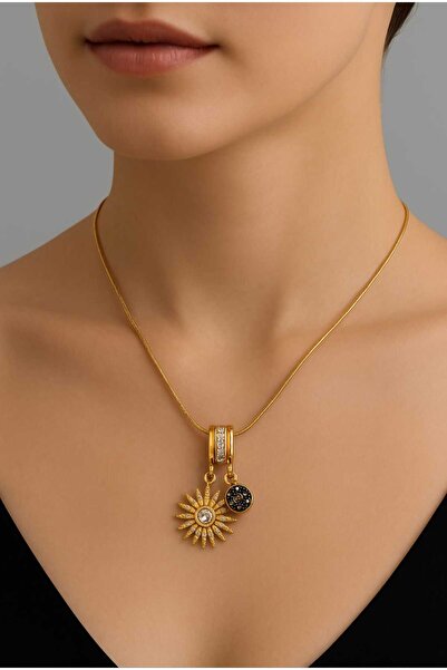 Glimz Jewelry Zirkon Taşlı Sallantı Kutup Yılıdızı Çelik Kolye