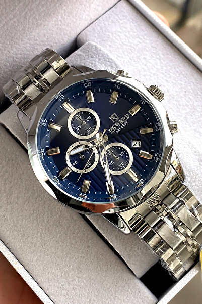 Reward ساعة يد رجالية أصلية بضمان لمدة عامين مع سوار فولاذي وعلبة