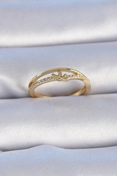 Inure Jewelry خاتم نسائي من النحاس الذهبي اللون بحجر الزركون على شكل قلب