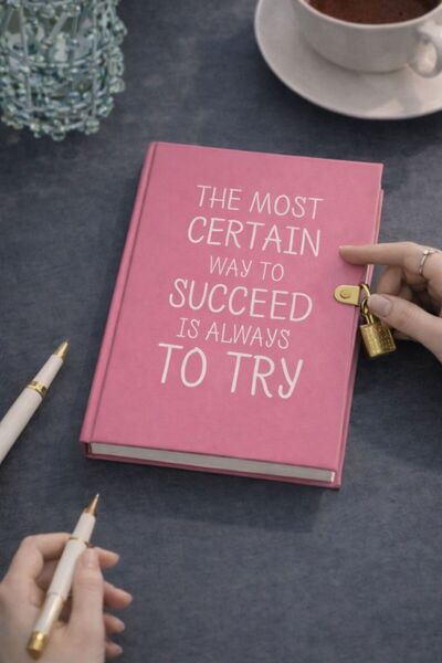 Bambus Kilitli Sert Kapak 160 Sayfa Günlük Hatıra Motivasyon Ajandası Defteri...