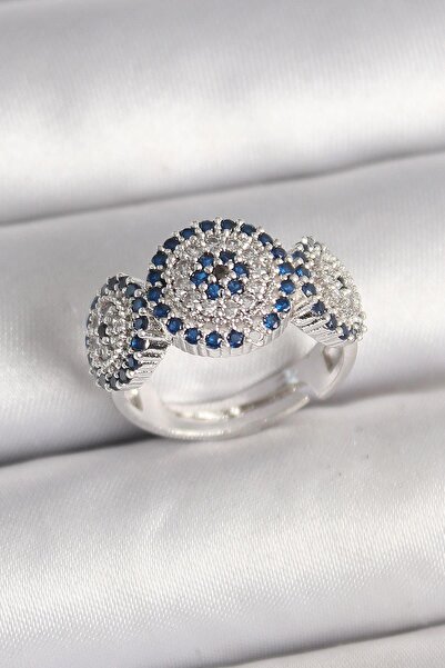 Inure Jewelry النحاس الفضة اللون الزركون حجر عين الشر حبة نموذج خاتم المرأة ق...