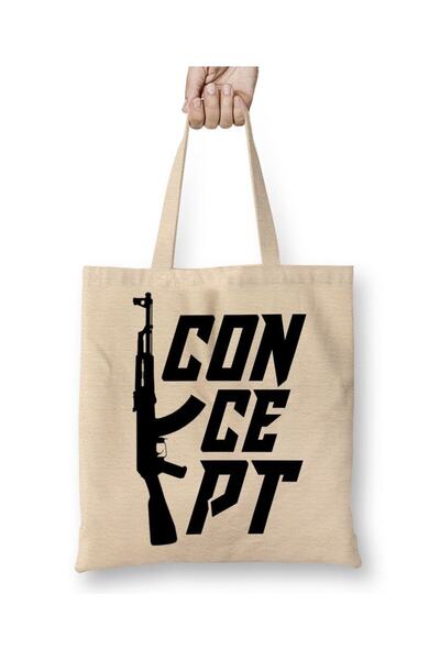 Toyaso Concept Ak 47 White Tote Bag Long Handle Shopping Bag Beach Bag
