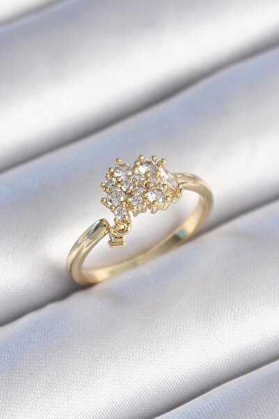 Inure Jewelry Brass Gold Color Zircon Stone Women's Ring